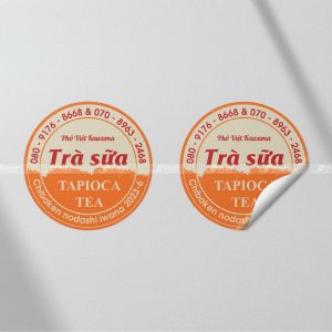 Tem trà sữa decal giấy kích thước 4x4cm
