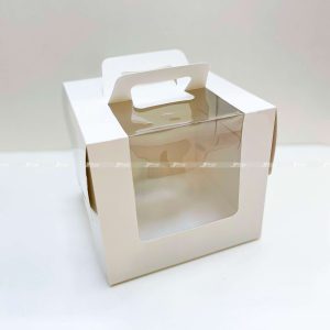 Hộp giấy đựng bánh kem quai xách Ivory