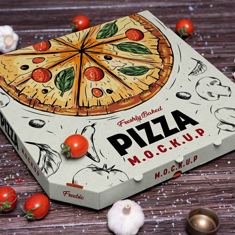 in hộp giấy đựng pizza